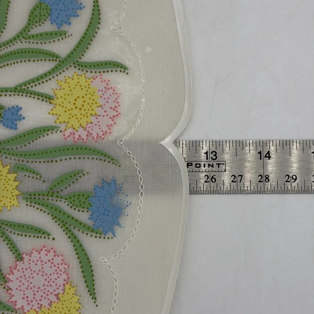 Vintage LOT of 4 Vinyl Floral Placemats Pastel Oval Scalloped Edges Cottagecore